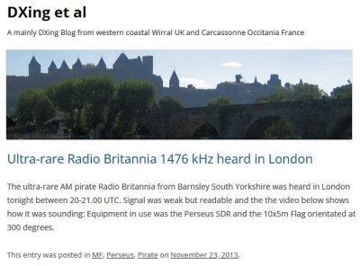 Radio Britannia recorded in London on DXing et al